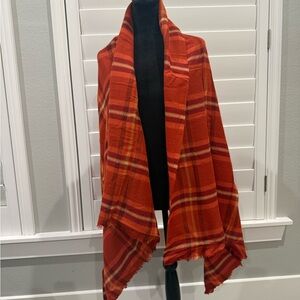 Banana Republic Red and Orange Plaid Scarf
